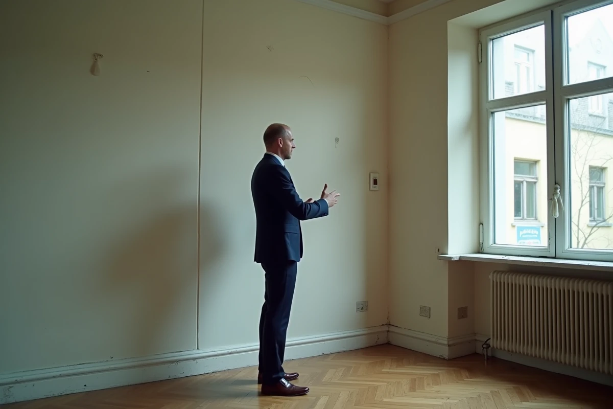 Agent immobilier inspectant les équipements d'un logement vide lors d'une visite