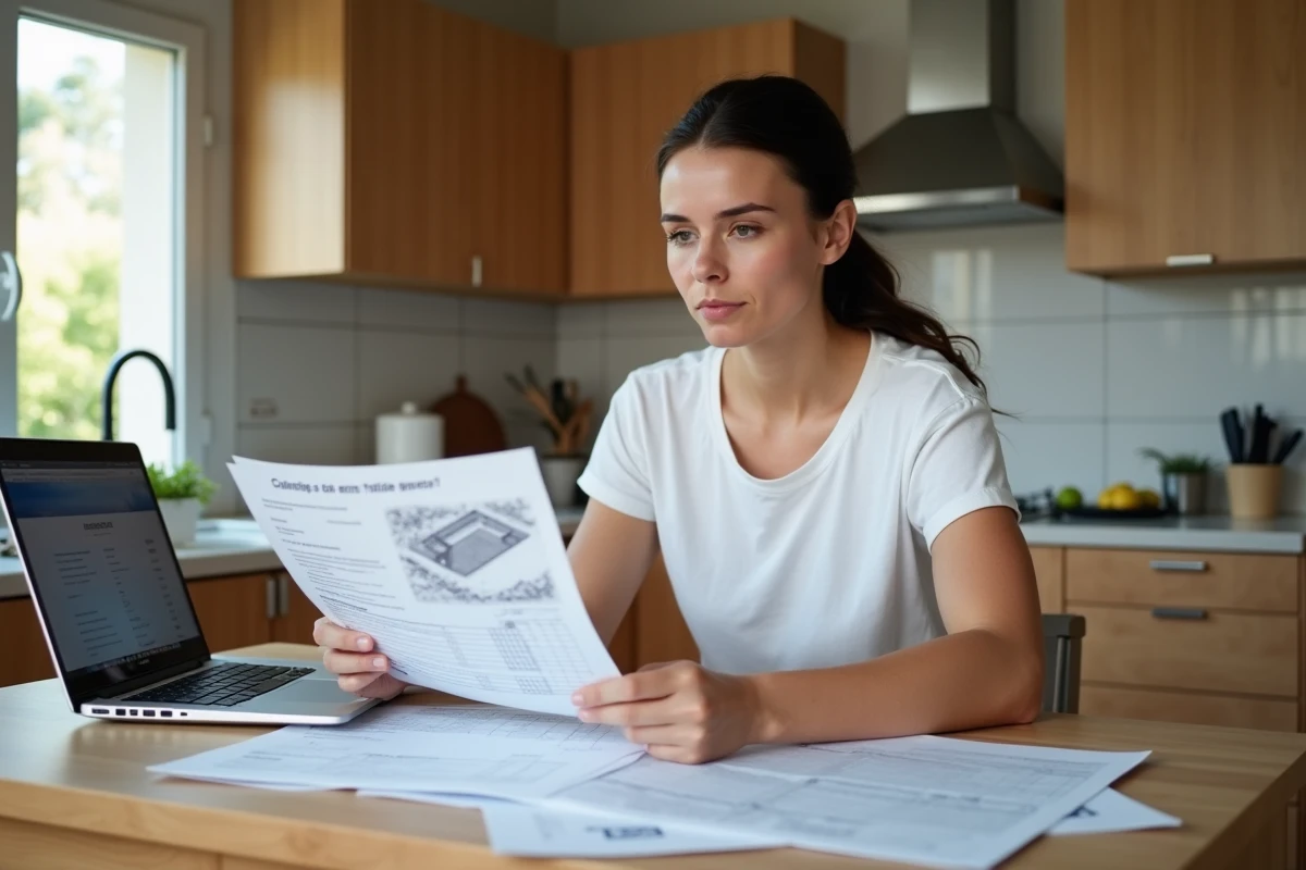 Femme consultant les documents administratifs pour l'autorisation d'installation d'une piscine hors sol
