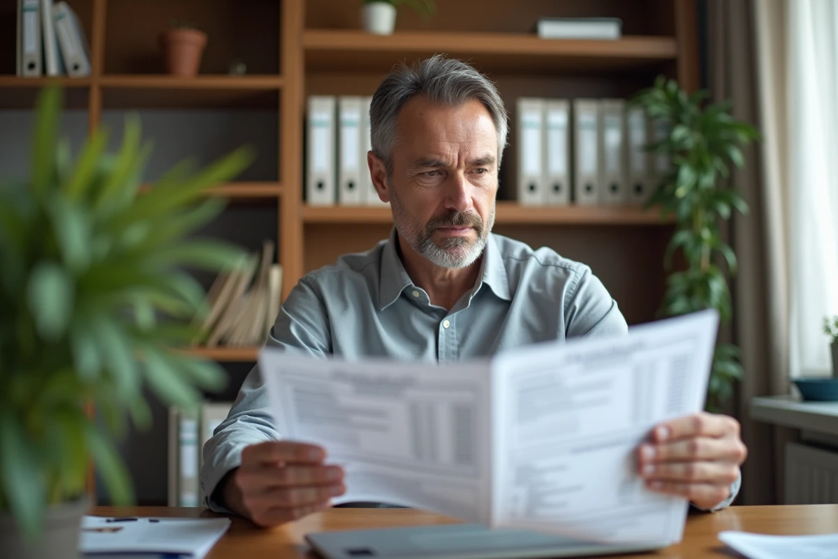 Homme consultant les modalités de déblocage d'un prêt sur son ordinateur depuis son bureau à domicile