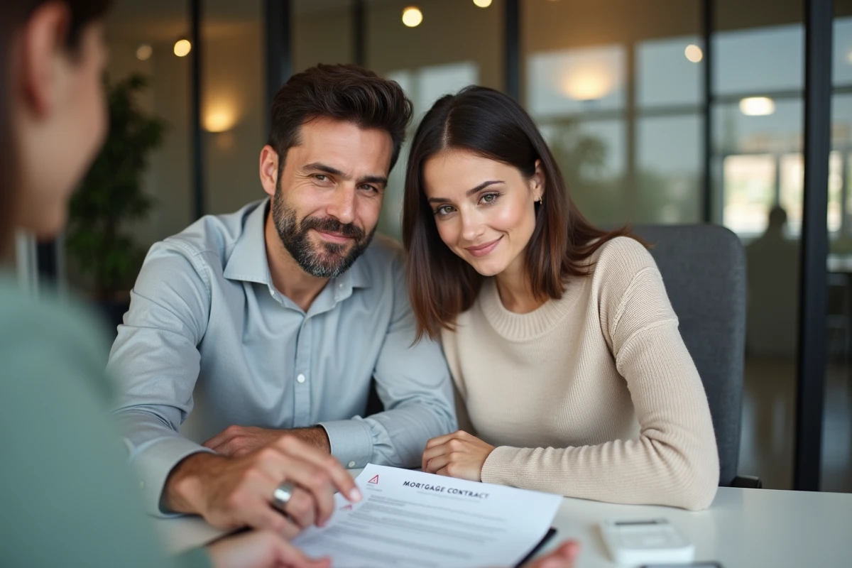 Couple examinant une offre de prêt immobilier avec un conseiller bancaire