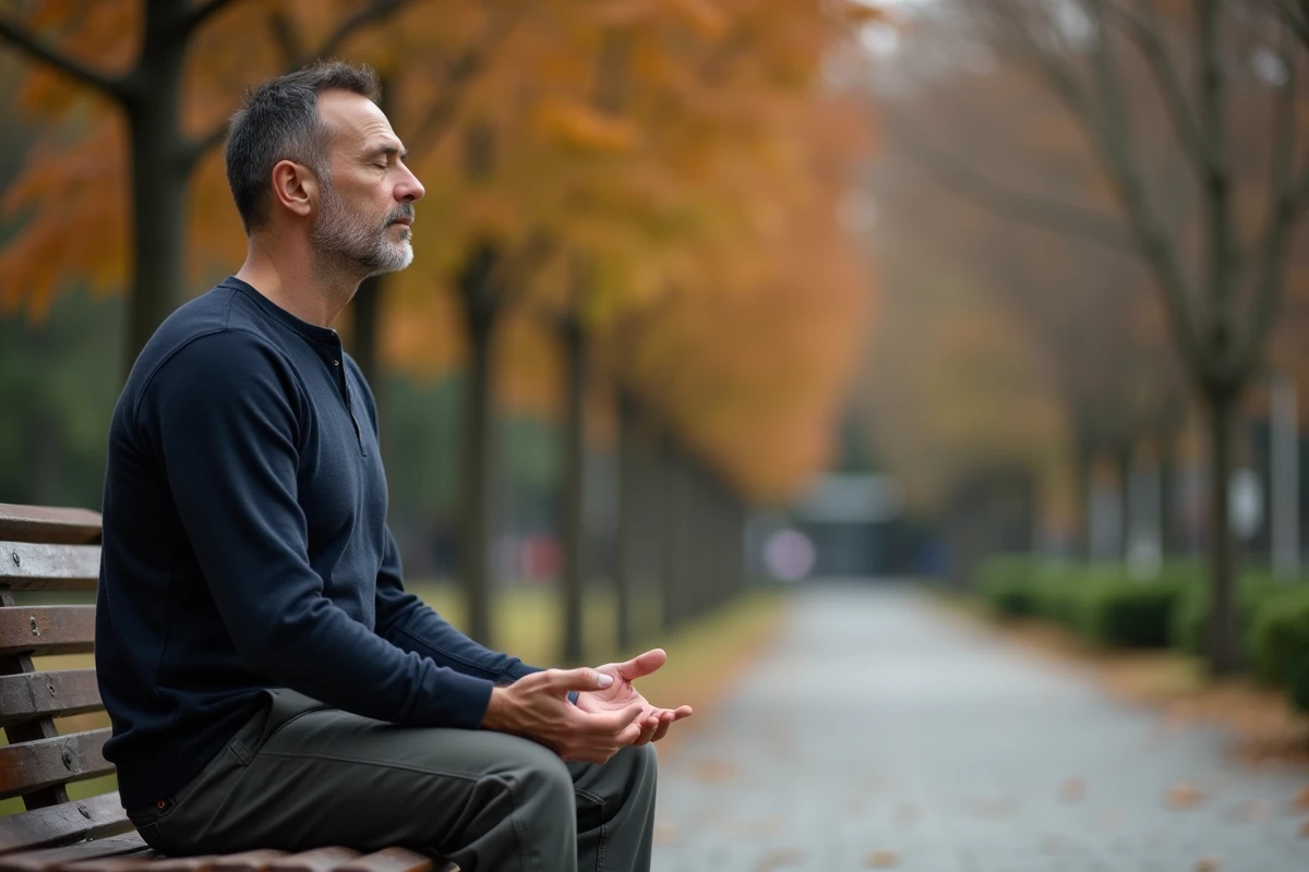 Homme méditant dans un parc pour développer sa conscience et son introspection